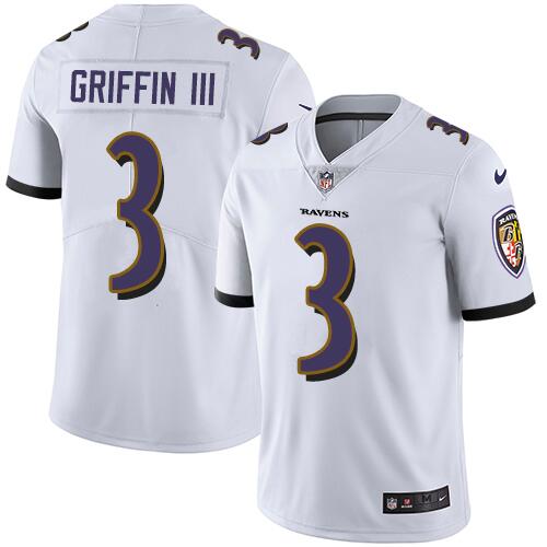Men's Baltimore Ravens #3 Robert Griffin III White Limited NFL Jersey